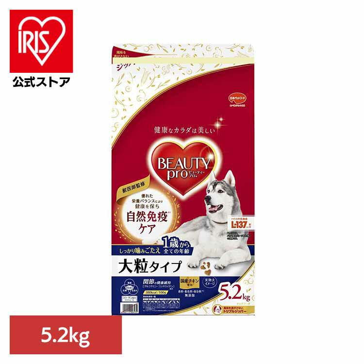 Natural - ビューティープロドッグ大粒タイプ1歳から5.2kg 1011067 日本ペットフード ドッグフード 乳酸菌 L−137 コラーゲン 着色料無添加 香料無添加 総合栄養食 日本ペットフード株式会社