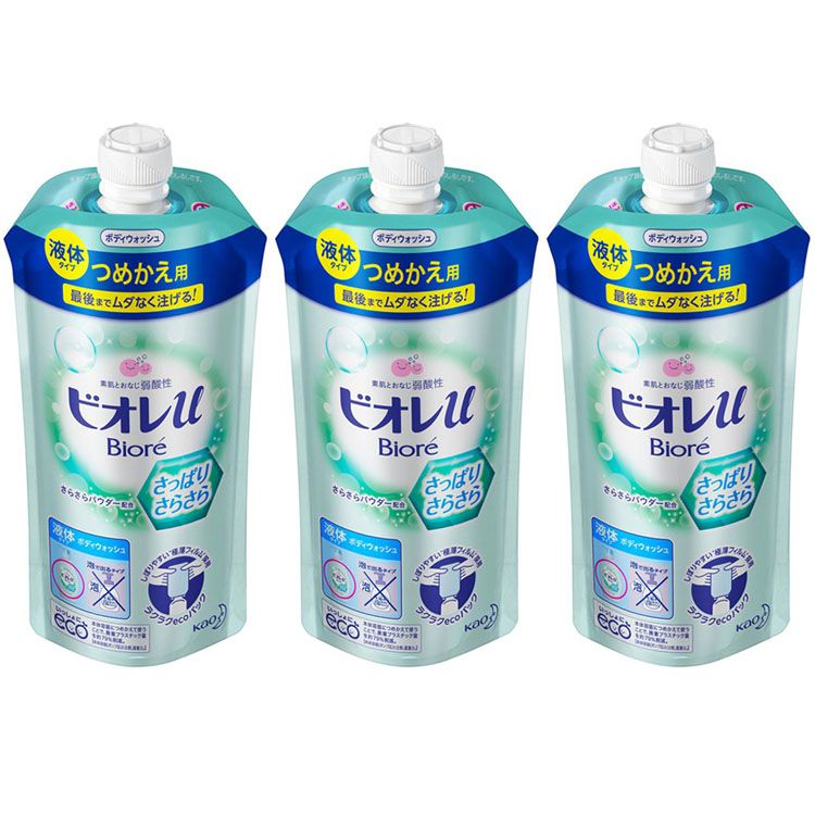 【20日限定抽選で100 Pバック！】【3個セット】ビオレu さっぱりさらさら つめかえ用 340ml ボディウォッシュ ボディソープ ボディシャンプー 弱酸性 液体タイプ 詰め替え 詰替え つめかえ 日本製 シトラス Biore ビオレu ビオレ 花王 KAO 花王株式会社 【D】