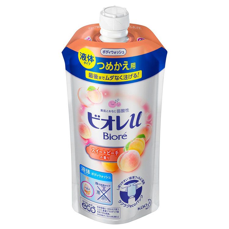 【25日限定最大100 ポイントバック！】ビオレu スイートピーチの香り つめかえ用 340ml ボディウォッシュ ボディソープ ボディシャンプー 弱酸性 液体タイプ 詰め替え 詰替え つめかえ 日本製 ピーチ Biore ビオレu ビオレ 花王 KAO 花王株式会社 【D】