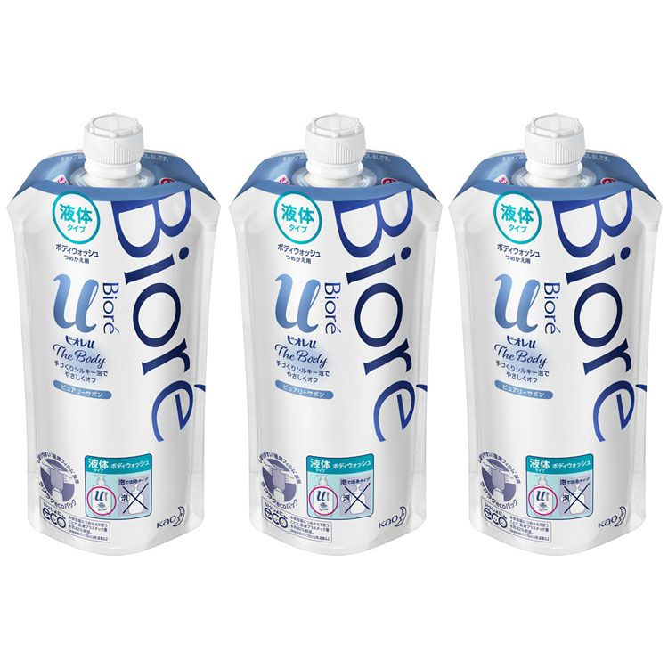 【3個セット】ビオレu ザボディ 液体タイプ ピュアリーサボン つめかえ用 340ml ボディウォッシュ ボディソープ ボディシャンプー 弱酸性 ザボディ 詰め替え 詰替え つめかえ 液体タイプ 日本製 Biore ビオレu ビオレ 花王 KAO 花王株式会社 【D】