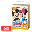 【PH24a】オムツ パンツ 送料無料 ディズニー おむつ Lサイズ 6個セット グーン まっさらさら通気 56枚 紙おむつ 紙【iris_dl03】