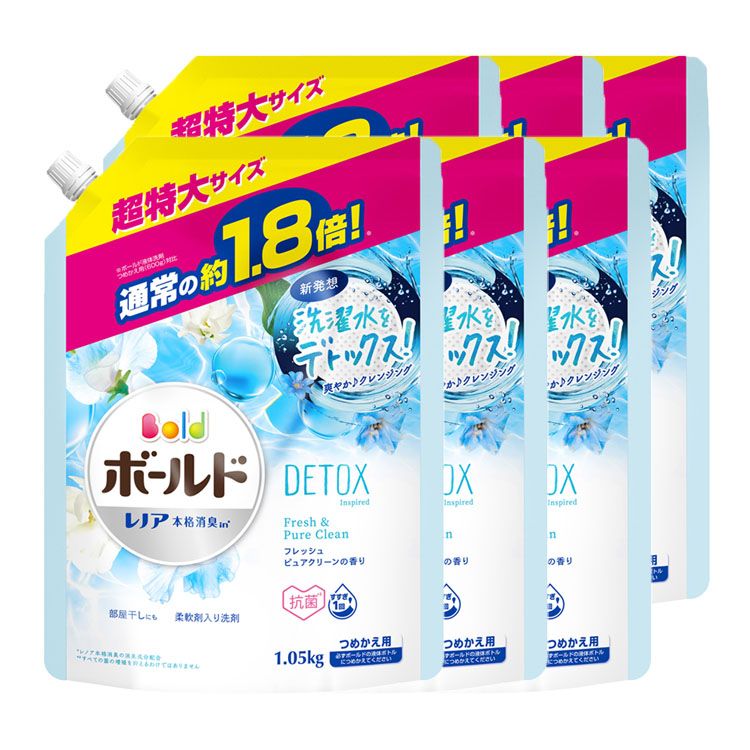★P10倍！18日5H限定19時〜★【6個セット】ボールドジェル フレッシュピュアクリーン 詰替 超特大 1050G ボールド 柔軟剤入り洗剤 洗濯洗剤 衣料用洗剤 詰替 大容量 つめかえ P&G 【D】