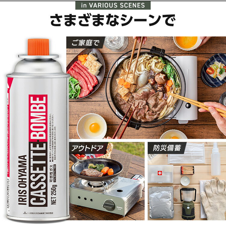 [エントリーでポイント最大10倍/スタンプラリー]カセットボンベ 3本 カセットボンベ ガスボンベ 交換 買い置き 保管 カセットコンロ 卓上コンロ 防災 備蓄 アウトドア キャンプ アイリスオーヤマ IGB-250B *