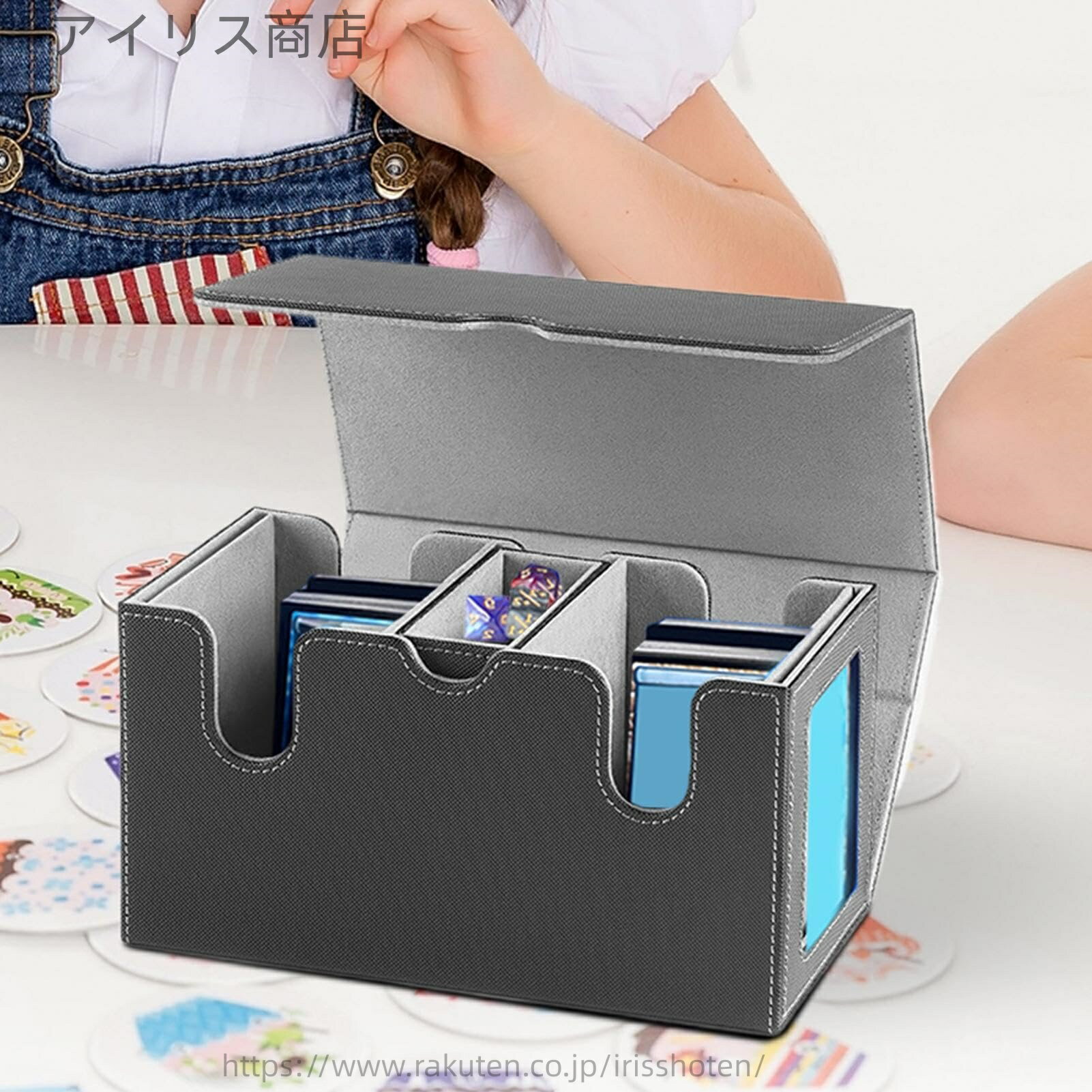 【送料無料】カードコレクションボックス、トレーディングカードストレージボックス ダイストレイ付き..