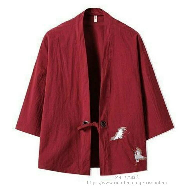 【送料無料】鶴柄 刺? 甚平 メンズ 大きいサイズ 5XL 夏祭り 大人用 父の日 秋祭り 衣装 七分袖 お祭り イベント 大人用 羽織 まつり 夏