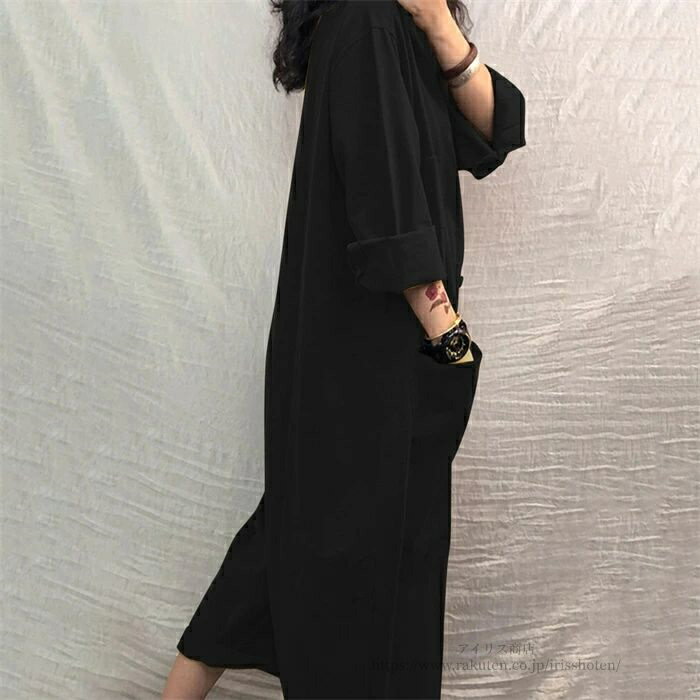 【送料無料】オールインワン 長袖 サロペット きれいめ つなぎ サロぺ パンツ ロング オーバーオール きれいめ ゆったり 大人