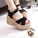 【送料無料】大きいサイズ 疲れない 歩きやすい 痛くない ウェッジヒール ジュートサンダル 9cmヒール 厚底 レディース サンダル