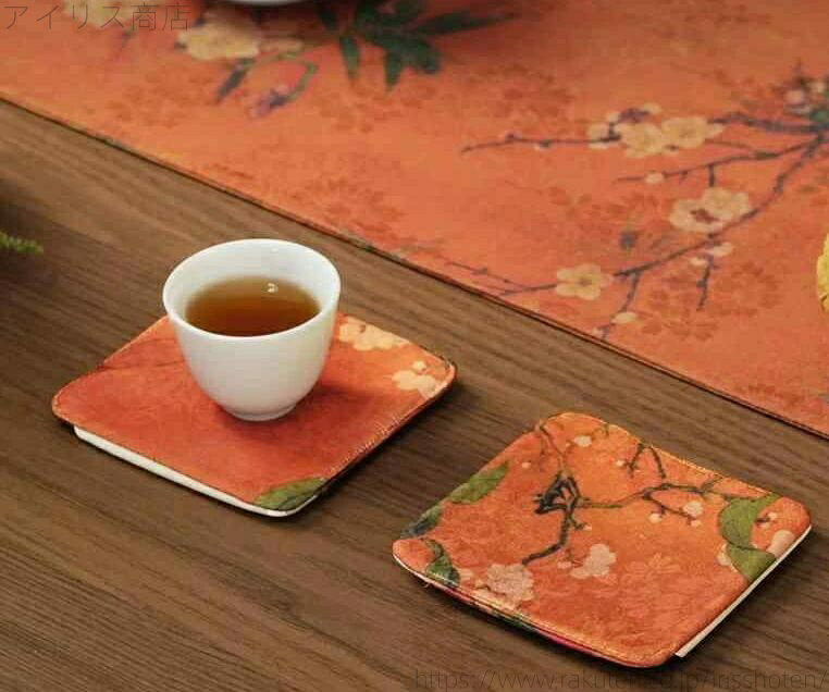 【送料無料】コースター おしゃれ 家庭用 普段使い キッチン ダイニング テーブル 雑貨 ティーポット パッド お茶会 来客 多機能 収納 袋 四角 六角形 竹 蝶 桃