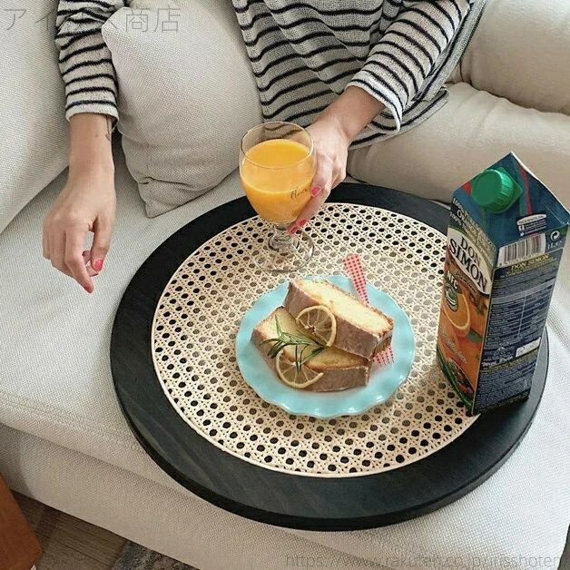 【送料無料】直径45cm トレー カフェトレイ ラウンド 〇型 ウッド