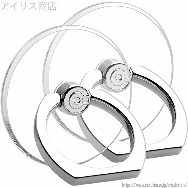 【送料無料】(丸型2個 2個入り - iPhone/Android各種他対応 スタンド 落下防止 ホルダー ホールドリング リング 携帯 透明 スマホリング