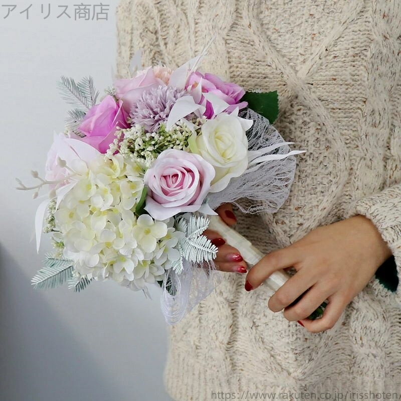 【送料無料】半球形ブライダルブーケ キット 手作り 披露宴 花嫁 アレンジメント ウェディング用 バラ造花 結婚式 ブーケ 花嫁 ウエディングブーケ