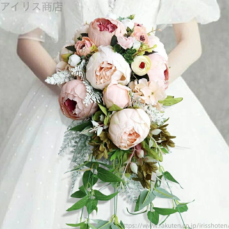 【送料無料】水滴型ブライダルブーケ キット 手作り 披露宴 花嫁 アレンジメント ウェディング用 バラ造花 結婚式 ブーケ 花嫁 ウエディングブーケ