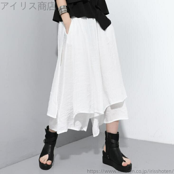 【送料無料】ダンスパンツ ユニセックス 変形 袴パンツ 9分丈 ロング丈 スカンツ ボトムス サルエルパンツ レディース ワイドパンツ ゆるひらスラブパンツ