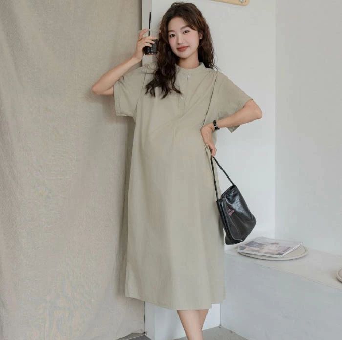 【送料無料】チュニック ワンピース 半袖 レディース シャツワンピ 膝丈 きれいめ 夏 春 秋 ロングシャツ ゆったり 大きいサイズ バンドカラー 無地