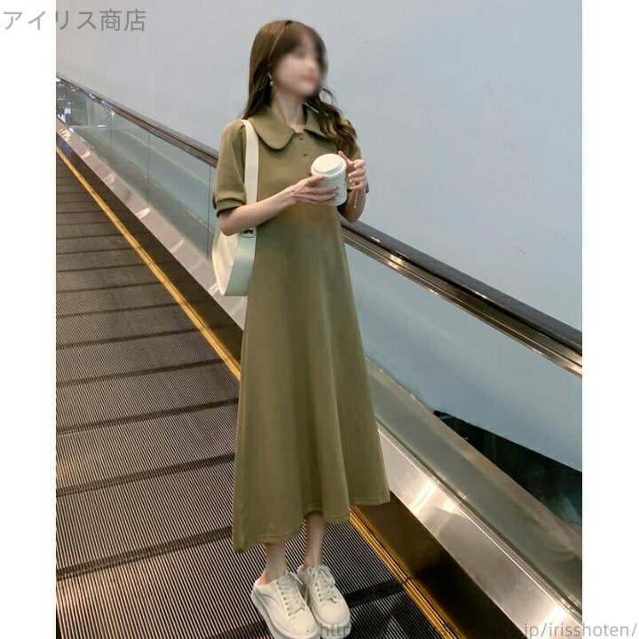 【送料無料】半袖 ロング丈 グレー カーキ 春夏 aライン シャツ きれいめ レディース カジュアル 韓国 通勤 ゆったりママ 20代(4)