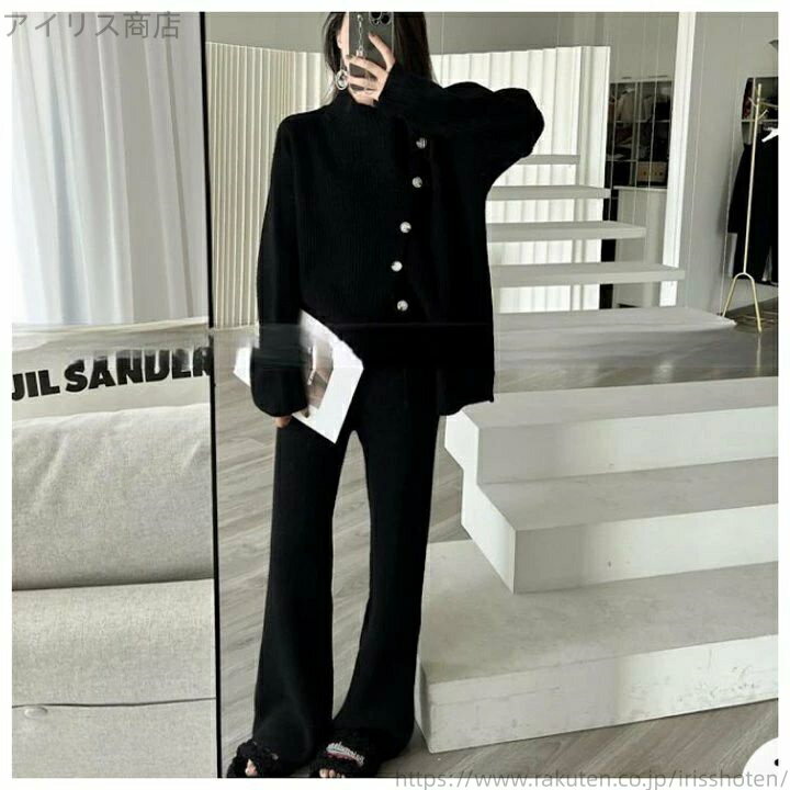 【送料無料】ニット セーター パンツ ツー ピース セット 新作 韓国 カジュアル セットアップ レディース ニットスーツ 秋冬