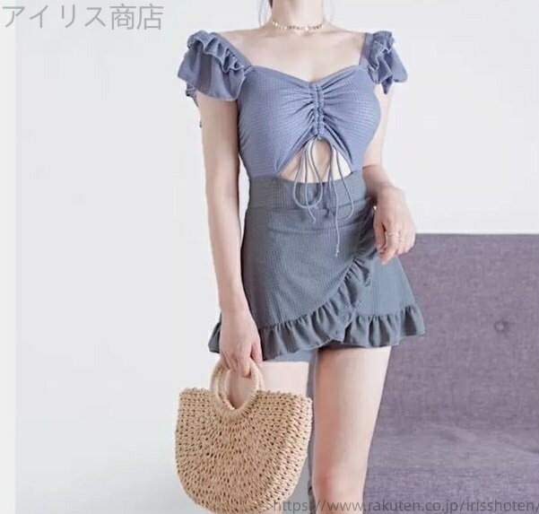 【送料無料】ウエストカット ワンピース 水着 フリル 袖あり 編み上げ フリル 大人可愛い ママコーデ ママファッション 韓国 オルチャンファッション 人気 トレンド 新作 20代 30代 40代 スイムウェア 体型カバー ハイウエスト タンキニ ショートパンツ