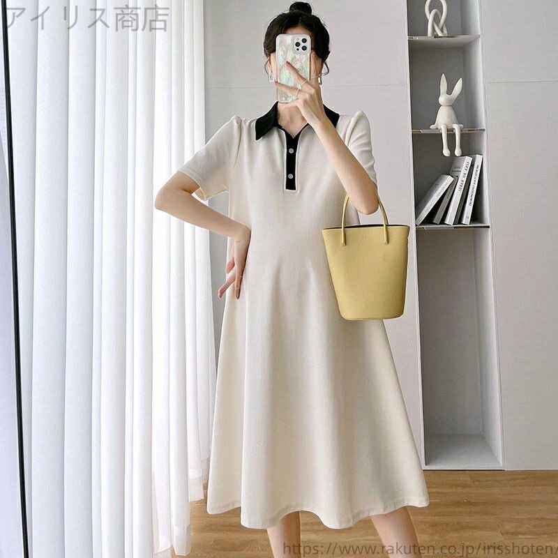 【送料無料】ワンピース 襟付き ポロシャツワンピース 全5色 Aライン 半袖 レディース 可愛い ママコーデ ママファッション ママ服 マタニティウェア 人気 ゆったり 大きいサイズ デイリー 普段着 お出かけ おしゃれ シンプル 無地 きれいめ