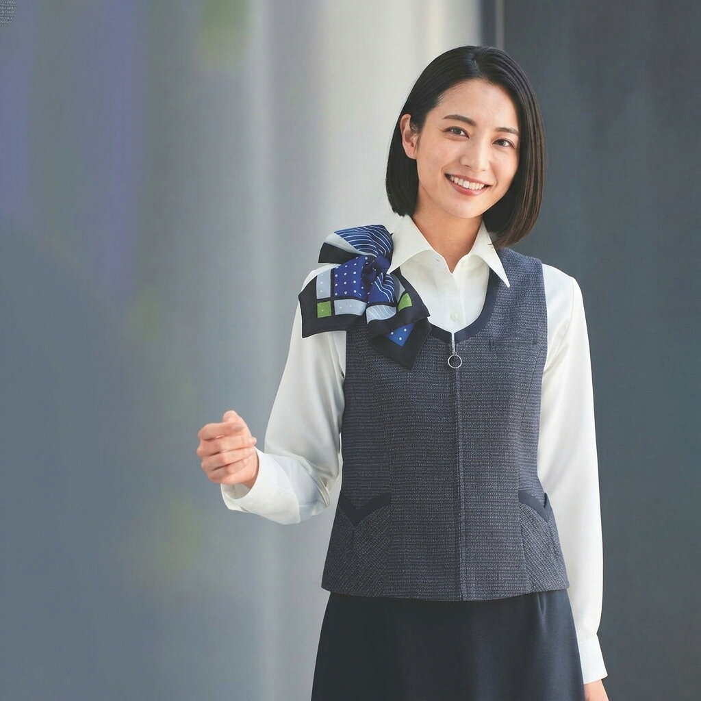 IRO-iro 楽天市場店のI12035 ベスト 事務 制服 企業制服 仕事 オフィス ユニフォーム 事務服 ol ベストスーツ 夏用　事務 制服 仕事 仕事服 オフィス ユニフォーム 事務服 ol ベストスーツ｜アングル2