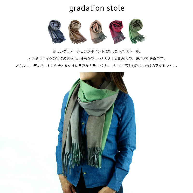 ストール カシミア カシミアライク マフラー 大判 秋 冬 グラデーション おしゃれ 大人 カジュアル 防寒 グレー ピンク ベージュ グリーン レディース メンズ ユニセックス 結婚式 ギフト プレゼント 【即納】