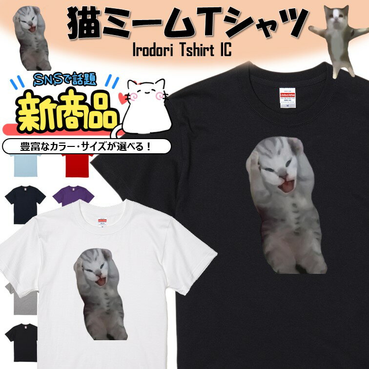 【長袖・ドライ有】猫ミーム Tシャツ【泣き叫ぶ子猫】 イラスト おもしろ Tシャツ ネタ 文字 猫 ネコ SNS ちぴちぴちゃぱちゃぱ ギフト プレゼント かわいい メッセージ 名言 団体 ウケ狙い 誕生日 記念日 職場 飲み会 推し活 出し物 発表会 学生 綿