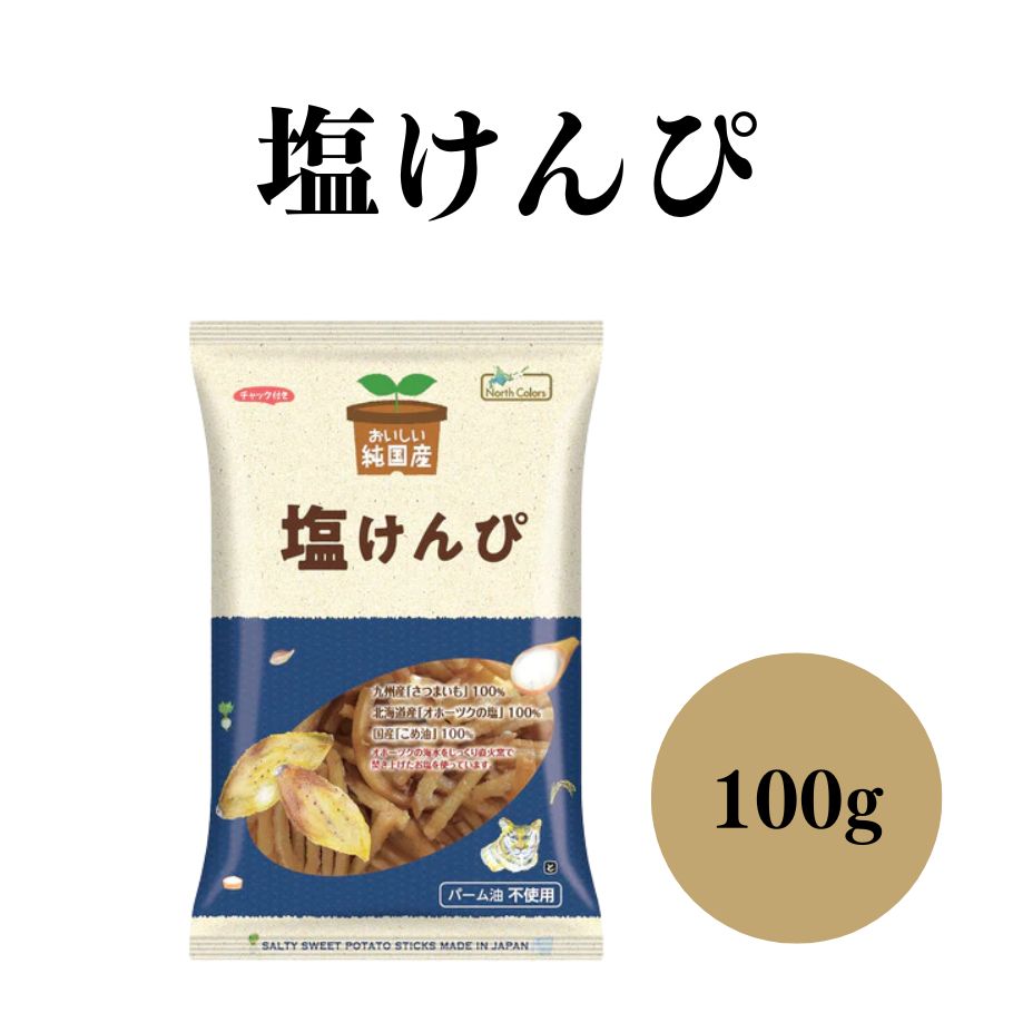 【6/4〜10限定最大600offクーポン】 ノースカラーズ 純国産 塩けんぴ 100g お菓子 和菓子 いもけんぴ 無添加 揚げ菓子 九州産さつまいも 天然塩 おやつ お茶請け