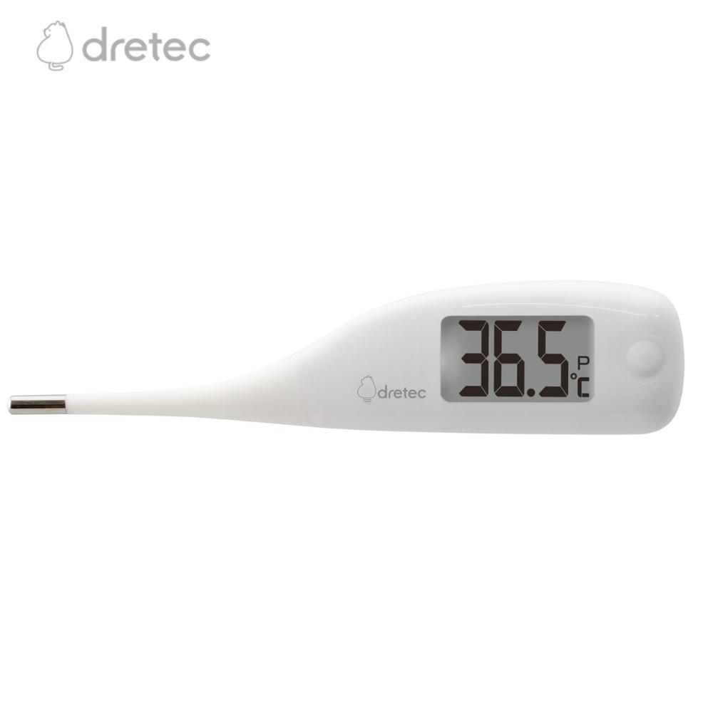ドリテック 電子体温計 TO-204WT メール便対応 体温計 実測 早い 予測式 ケース付き 聞こえやすい 基礎体温 子供 大人 高齢者 先が曲がる