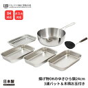 ★店内全品対象エントリーで+P5倍 ウルシヤマ金属 ガス火 IH対応 揚げ物OKのゆきひら鍋24cm KSN-24Y 3連バット&木柄お玉付き ゆきひら鍋 鍋 ...
