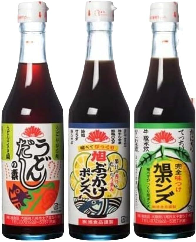 旭ポンズ 【旭ポンズ360ml×1本 ぶっかけポンズ360ml×1本 うどんだしの素360ml×1本】 3本セット