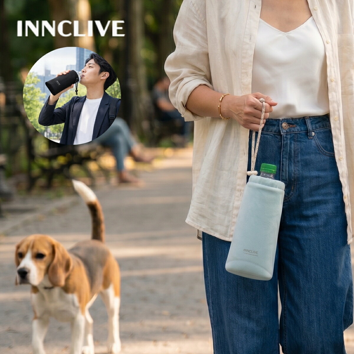 INNCLIVE ペットボトルカバー 保冷 保温 5レイヤー ペットボトルホルダー ボトルケース 500ml 600ml対応 結露対策 軽量 折りたたみ 持ち運び 通勤 通学 アウトドア 車内 バッグ用 夏 熱中症対策 水筒カバー