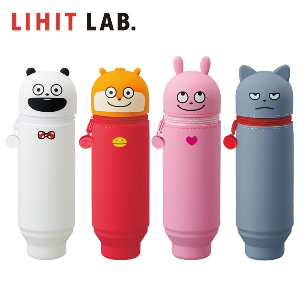 リヒトラブ LIHIT LAB. スタンド ペンケース UG-7712 立つ 韓国 かわいい おしゃれ 女子 大容量 キャラクター シリコン ネコ アニマル たつタイプ 15本 筒型文房具 入学 入園