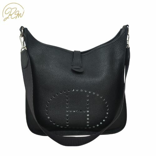 【中古】HERMES エルメス ショルダーバッグ エヴリン1 GM □E ショルダーバッグ ブラック レディース トリヨンクレマンス