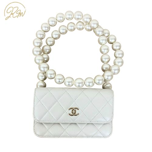 樂天商城 - 【中古】CHANEL シャネル ショルダーウォレット　 ミニマト　パール　ホワイト ショルダーバッグ ホワイト ユニセックス