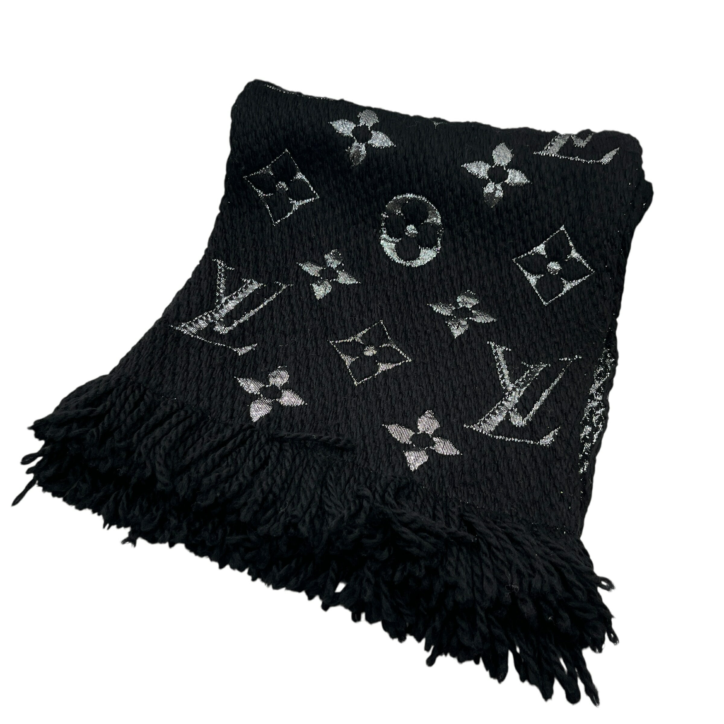 【中古】LOUIS VUITTON ルイ・ヴィトン マフラー M75833 ウール シルク エシャルプ ロゴマニア シャイ..