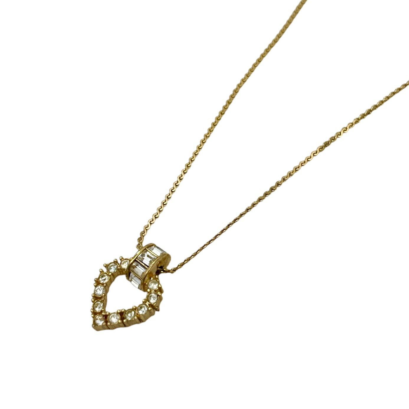 【中古】Christian Dior クリスチャンディオール ネックレス メタル ラインストーン ゴールドメッキ ゴールド
