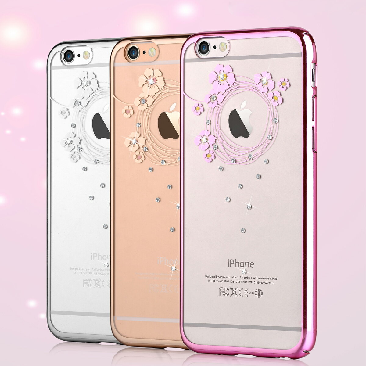 iPhone 6Plus 6sPlus 用 ケース カバー フラワー デザイン スワロフスキー アクセント 綺麗 デザイン かわいい キラキラ 花柄 花びら 舞う クリア おしゃれ ガーリー /Devia Crystal garland