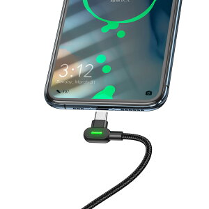 Mcdodo タイプC 充電ケーブル L型 90度 60W 急速充電 PD 高速 転送 LED 高耐久 ナイロン編み iPhone 15 iPad Air/Pro アンドロイド 各種 対応 /Button SS PD C-C Cable 1.5m