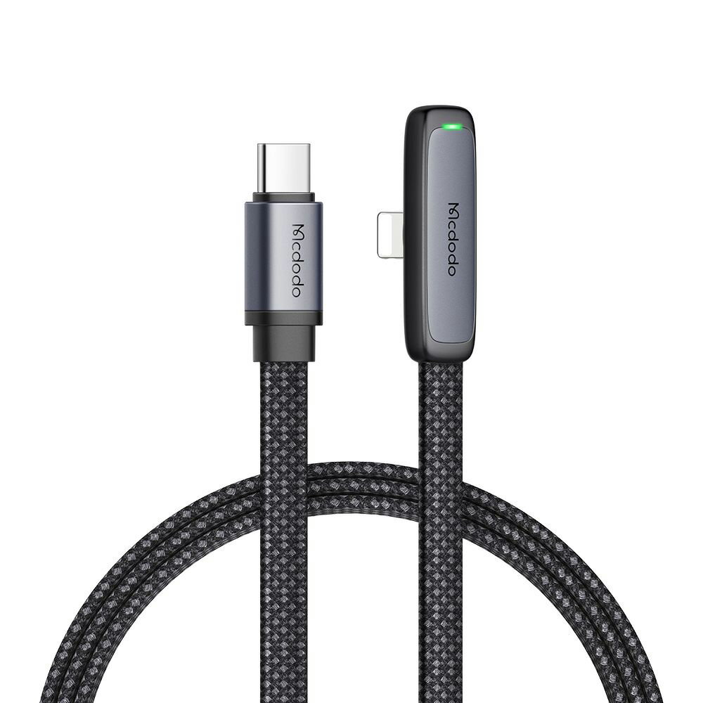 Mcdodo PD対応 36W Type-C to Lightning L字型 ケーブルライトニング USB 急速充電 データ同期 タイプC 超極薄 ゲーム LEDライト タイプc 充電ケーブル L ナイロン編み アルミ合金 1.2m iPhone iPad