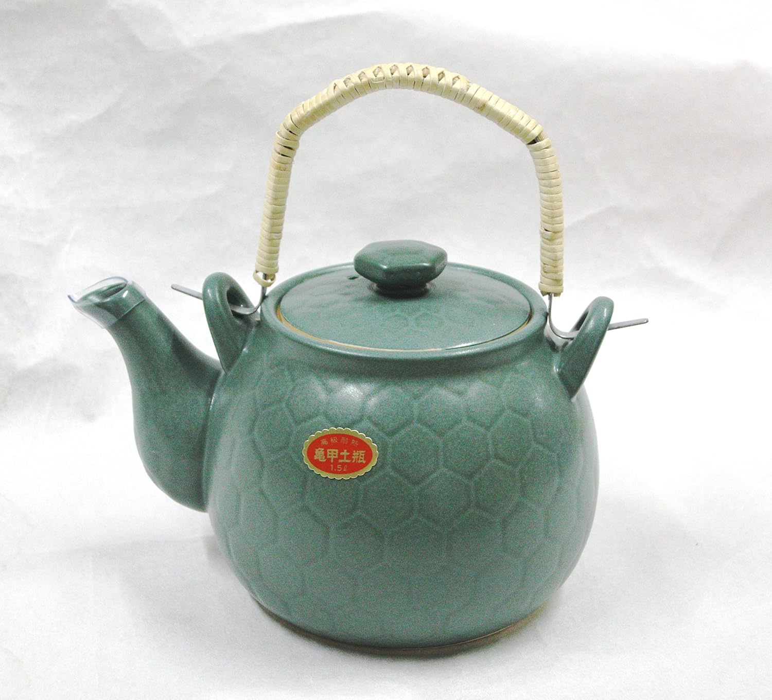 煎じ用土びん 亀甲土瓶 (高級耐熱) 1.5リットル 緑色 小さい サイズ きっこうどびん キッコウドビン 土びん
