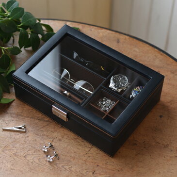 クーポン発行中 30%ポイントバック! 12/22(土)9:59まで 【LA VITA IDEALE】メンズアイテム収納ボックスL ブラック【20P03Dec16】【収納ケース インテリア おしゃれ 卓上トレイ 皮革 レザーケース 小物入れ 小物ケース ギフト 母の日 父の日】