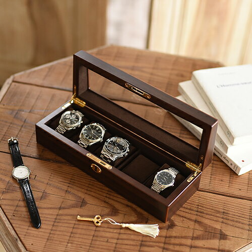 クーポン発行中 楽天1位 腕時計ケース ウォッチケース コレクションケース 木製ウォッチケース 5本用 コレクション 収納 ケース 腕時計置き 腕時計 ウォッチ 木製 鍵 シンプル856-120