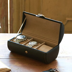 ウォッチケース 3本用 コレクションケース 腕時計ケース ブラック ウオッチ ディスプレイ 腕時計 保管 整理 黒 レザー 革 高級感 プレゼント ギフト メンズ 父の日 Elementum 240-444