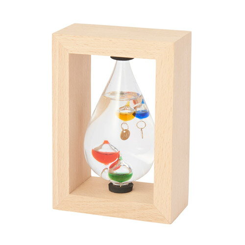 クーポン発行中 ガラスフロート温度計 しずく フレーム付 ガリレオ温度計 木枠 温度計 おしゃれ インテリア サイエンス 科学 理科室 ギフト プレゼント 父の日 母の日 ナチュラルウッド クリスマス 333-213 sci5 FS10 [3]