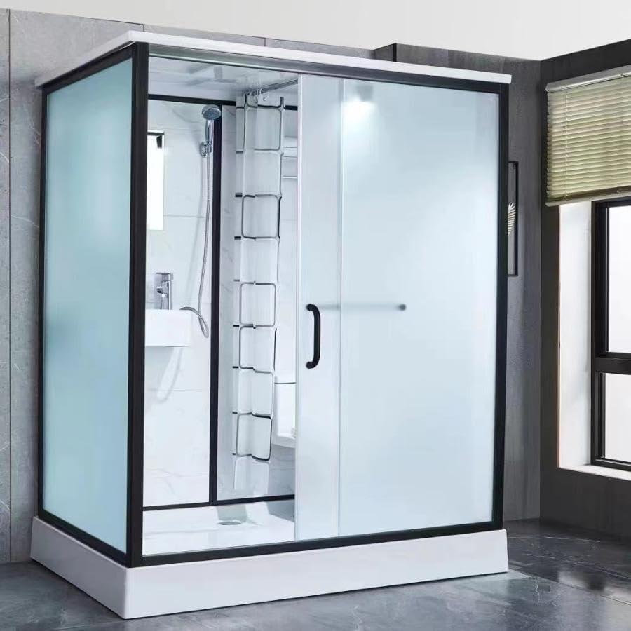 オールインワンシャワールーム 仮設トイレ 手鉢 シャワーヘッド 化粧鏡 タオル掛け すりガラス スライ..