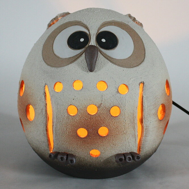 まんまるふくろう灯り 信楽焼 陶器 置物 照明 灯り 開店祝い 新築祝い 引越し祝い プレゼント 贈り物 ギフト 彩り屋