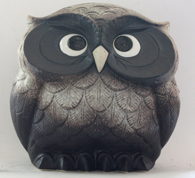 Owl - ふくろう粉引風13号信楽焼 陶器 置物 梟 フクロウ 縁起物 開店祝い 新築祝い 引越し祝い プレゼント 贈り物 ギフト 彩り屋
