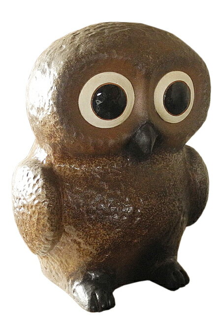 樂天商城 - ふくろう (丸目) 15号信楽焼 陶器 置物 梟 フクロウ 縁起物 開店祝い 新築祝い 引越し祝い プレゼント 贈り物 ギフト 彩り屋