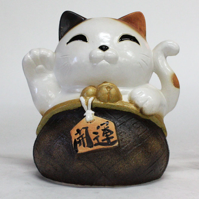 樂天商城 - ガマグチしっぽ猫 (茶) 7号信楽焼 陶器 置物 開店祝い 新築祝い 引越し祝い プレゼント 贈り物 ギフト 彩り屋