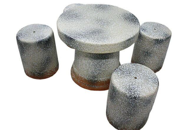 【10%OFF】信楽焼 ガーデンテーブル 20号 吹雪窯変テーブルセット5点 陶器 テーブル 彩り屋【楽天スーパーセール】