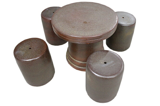 【10%OFF】信楽焼 ガーデンテーブル 20号 火色斑点テーブルセット5点 陶器 テーブル 彩り屋【楽天スーパーセール】